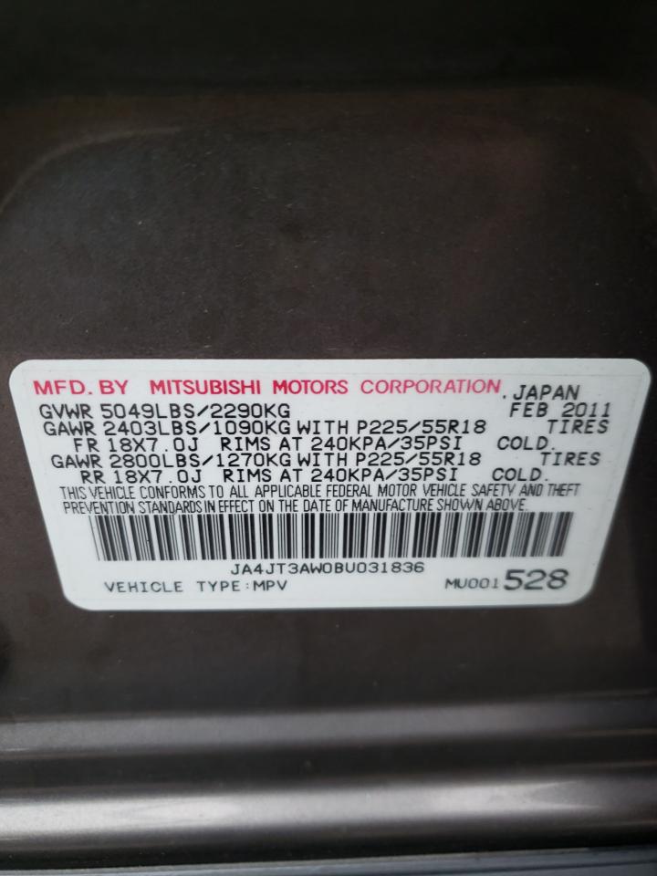 Zdjęcie 10 z aukcji – 2011 MITSUBISHI OUTLANDER z VIN JA4JT3AW0BU031836