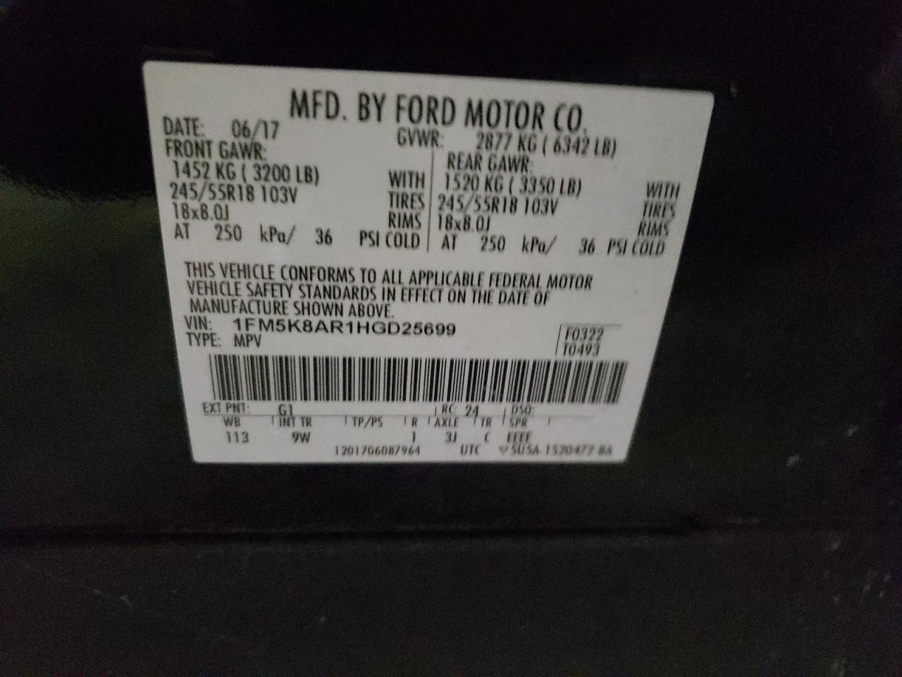 Photo 10 from auction – 2017 FORD EXPLORER P with VIN 1FM5K8AR1HGD25699