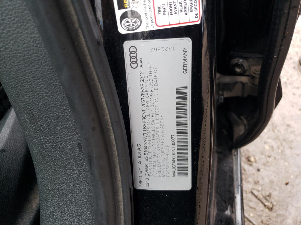 Photo 10 from auction – 2013 AUDI A6 PREMIUM with VIN WAUGFAFC0DN130077