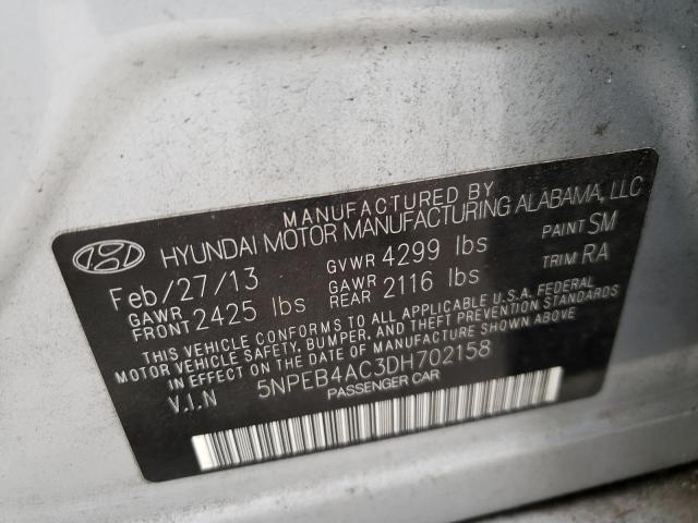 Photo 10 from auction – 2013 HYUNDAI SONATA GLS with VIN 5NPEB4AC3DH702158
