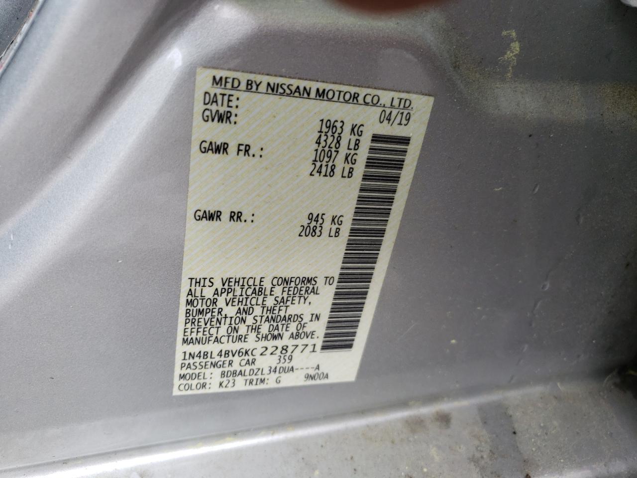 Photo 10 from auction – 2019 NISSAN ALTIMA S with VIN 1N4BL4BV6KC228771