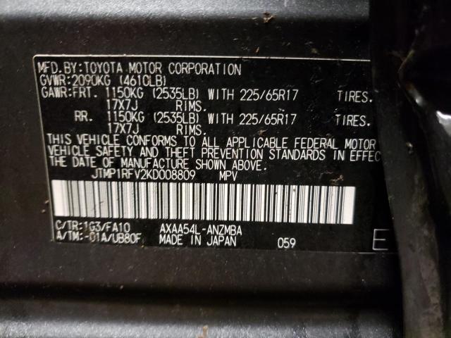 Photo 10 from auction – 2019 TOYOTA RAV4 XLE with VIN JTMP1RFV2KD008809