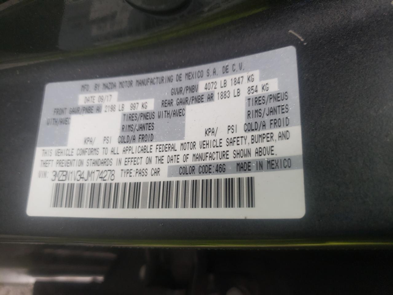 Photo 10 from auction – 2018 MAZDA 3 TOURING with VIN 3MZBN1V34JM174278