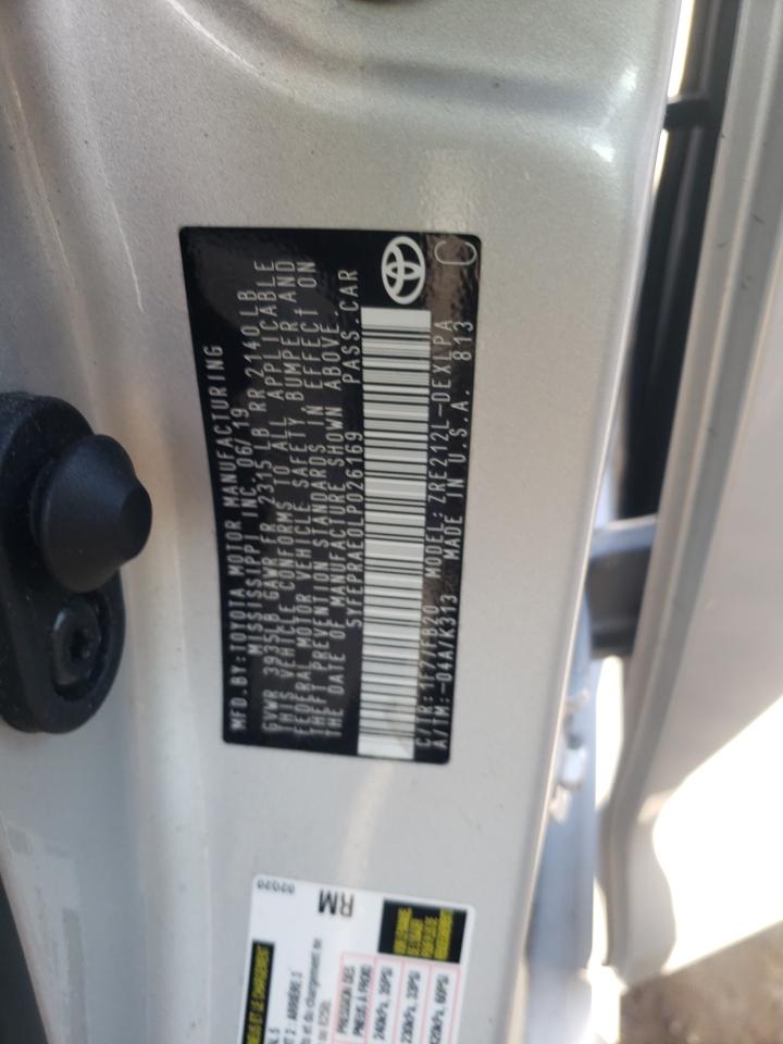 Photo 10 from auction – 2020 TOYOTA COROLLA LE with VIN 5YFEPRAE0LP026169