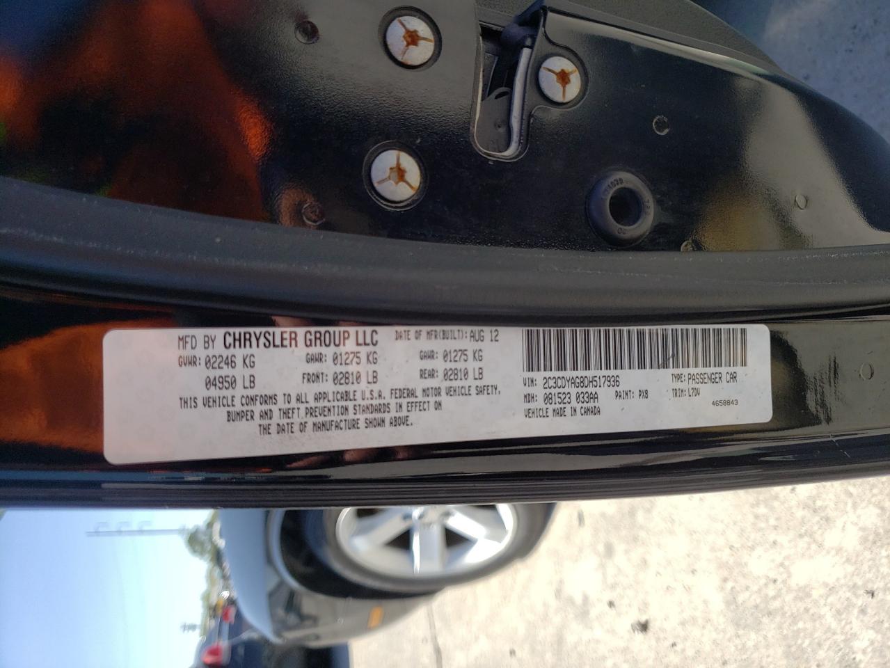 Photo 10 from auction – 2013 DODGE CHALLENGER with VIN 2C3CDYAG8DH517936