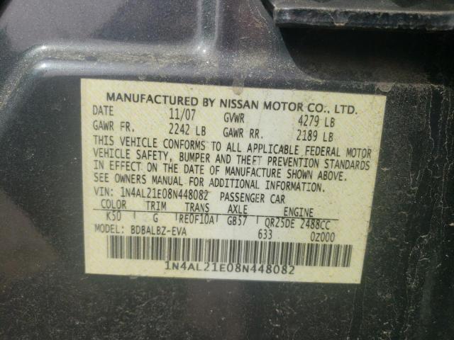 Photo 10 from auction – 2008 NISSAN ALTIMA 2.5 with VIN 1N4AL21E08N448082