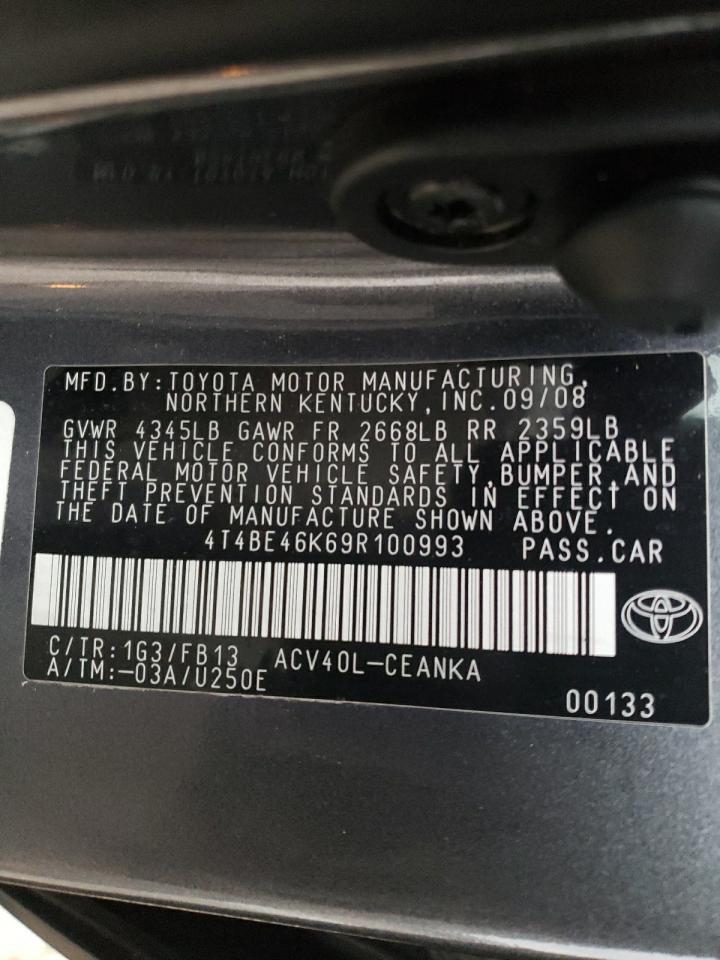 Photo 10 from auction – 2009 TOYOTA CAMRY BASE with VIN 4T4BE46K69R100993