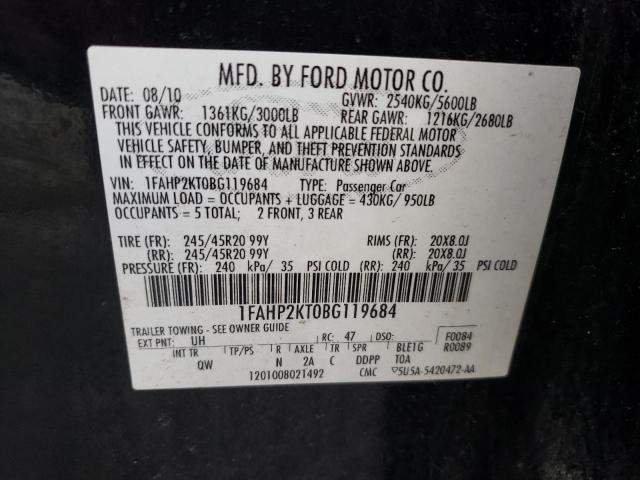 Photo 10 from auction – 2011 FORD TAURUS SHO with VIN 1FAHP2KT0BG119684
