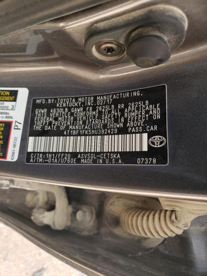 Photo 10 from auction – 2017 TOYOTA CAMRY LE with VIN 4T1BF1FK5HU392429