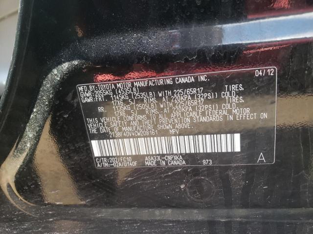 Photo 10 from auction – 2012 TOYOTA RAV4 with VIN 2T3BF4DV4CW208161