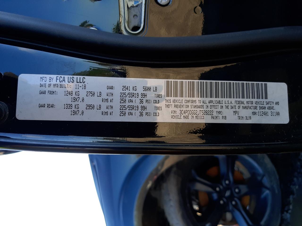 Photo 10 from auction – 2018 DODGE JOURNEY CR with VIN 3C4PDDGG2JT528222