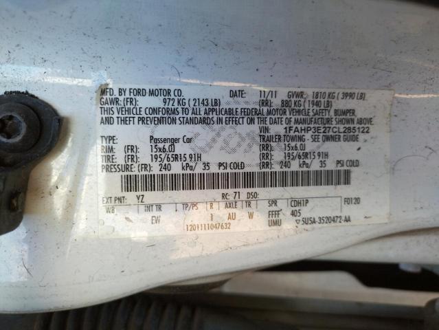 Photo 10 from auction – 2012 FORD FOCUS S with VIN 1FAHP3E27CL285122