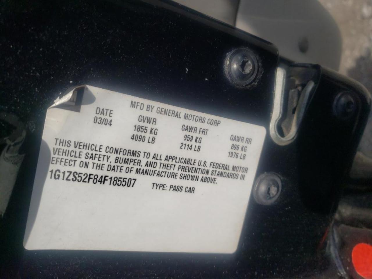 Photo 10 from auction – 2004 CHEVROLET MALIBU with VIN 1G1ZS52F84F185507