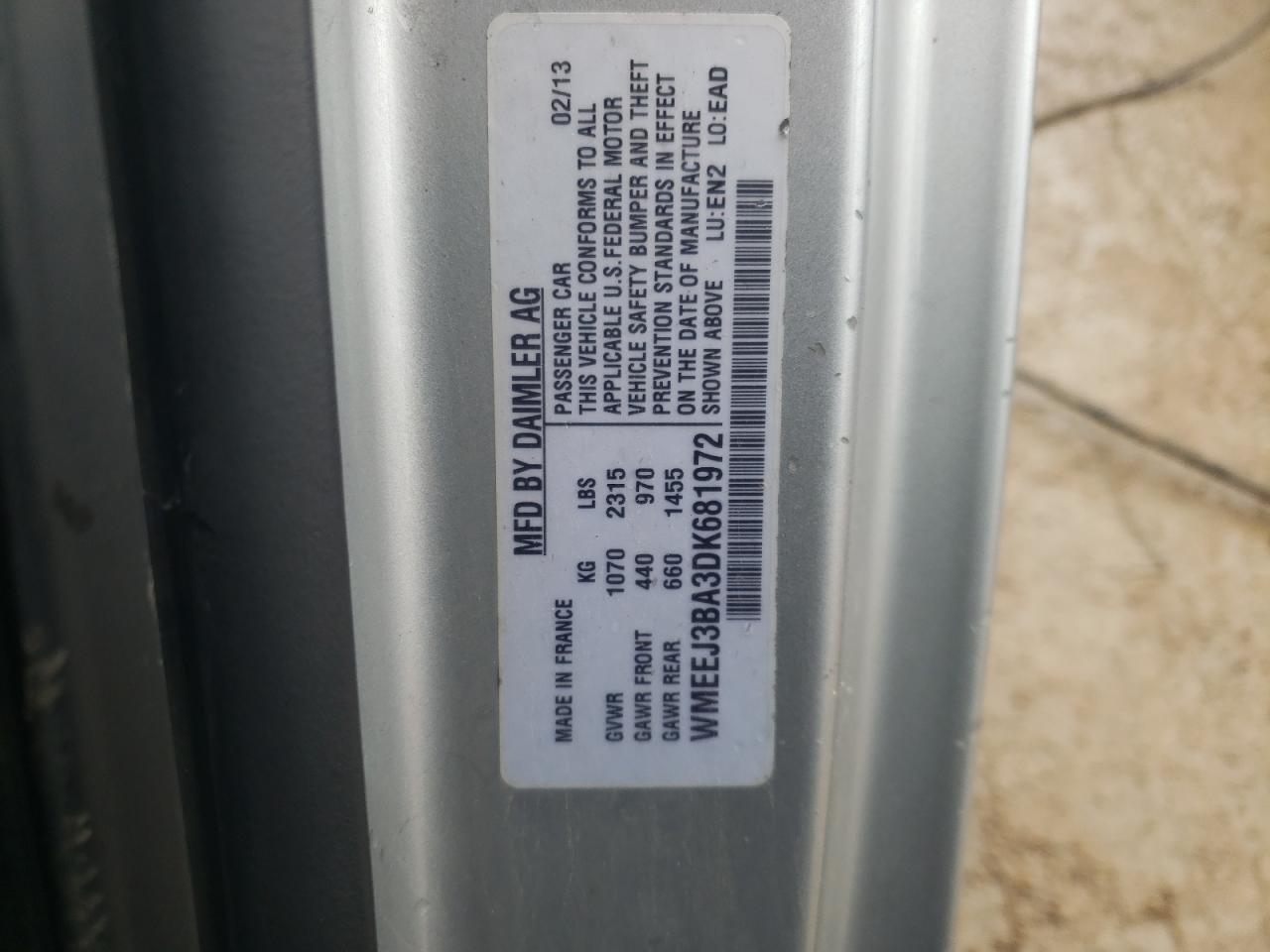 Photo 10 from auction – 2013 SMART FORTWO with VIN WMEEJ3BA3DK681972