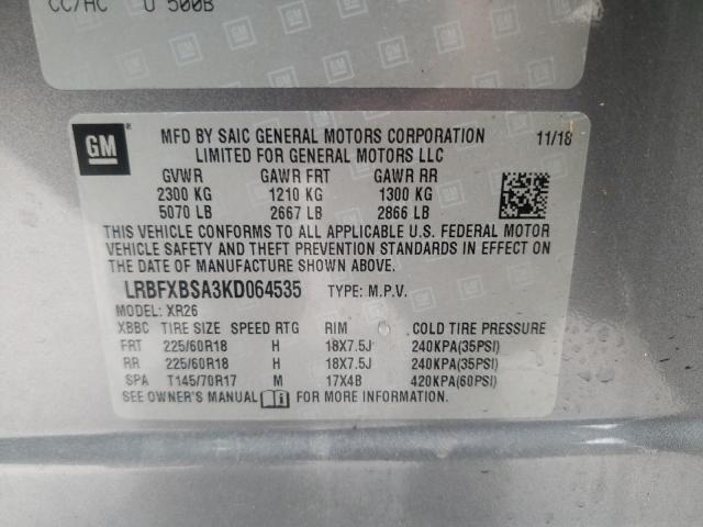Photo 10 from auction – 2019 BUICK ENVISION P with VIN LRBFXBSA3KD064535
