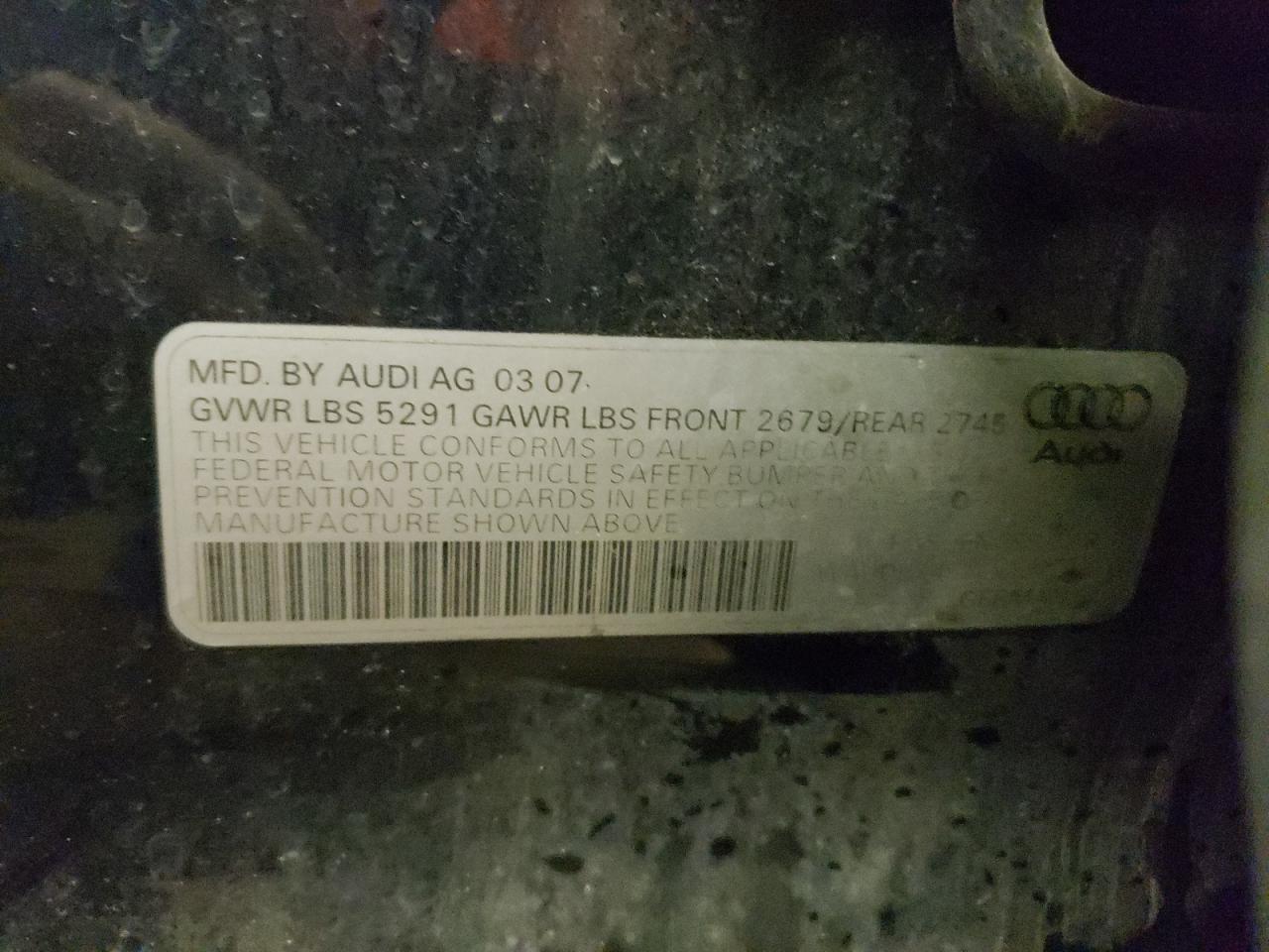 Photo 10 from auction – 2007 AUDI A6 3.2 QUA with VIN WAUDH74F07N132249