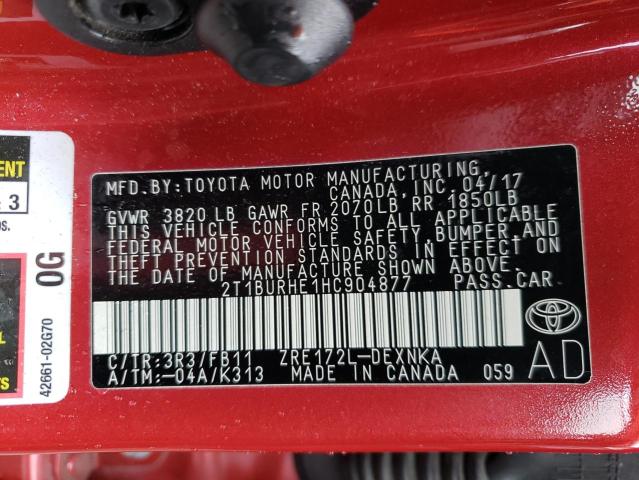Photo 10 from auction – 2017 TOYOTA COROLLA L with VIN 2T1BURHE1HC904877