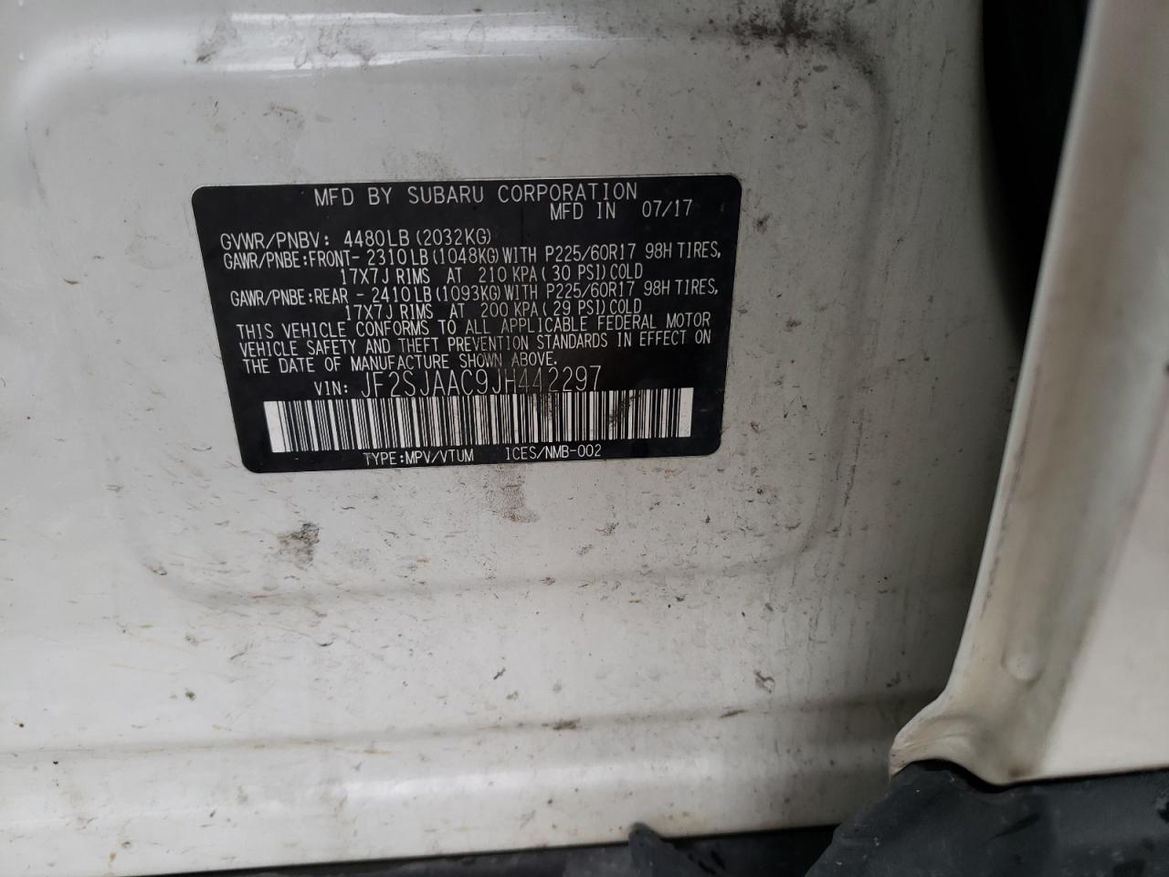 Photo 10 from auction – 2018 SUBARU FORESTER 2 with VIN JF2SJAAC9JH442297