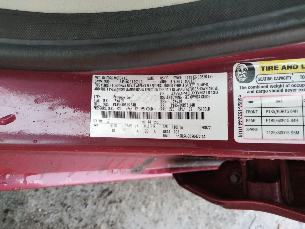 Photo 10 from auction – 2011 FORD FIESTA SE with VIN 3FADP4BJXBM219130