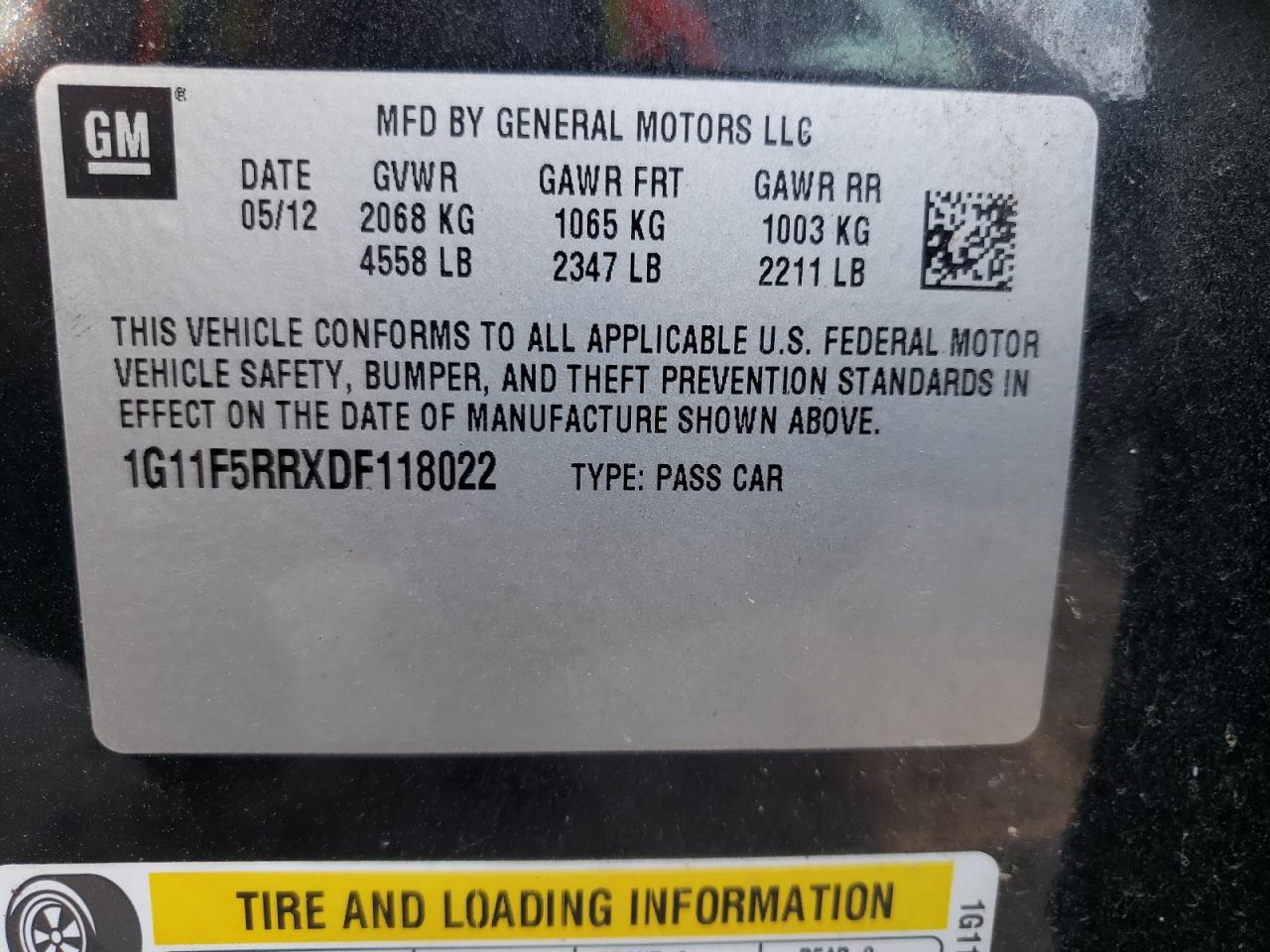 Photo 10 from auction – 2013 CHEVROLET MALIBU 2LT with VIN 1G11F5RRXDF118022