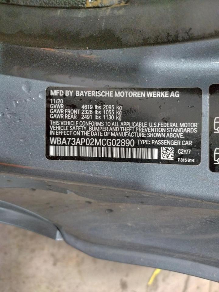 Photo 10 from auction – 2021 BMW 430XI with VIN WBA73AP02MCG02890