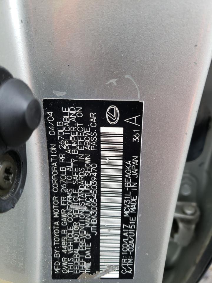 Photo 10 from auction – 2004 LEXUS ES 330 with VIN JTHBA30G545039470
