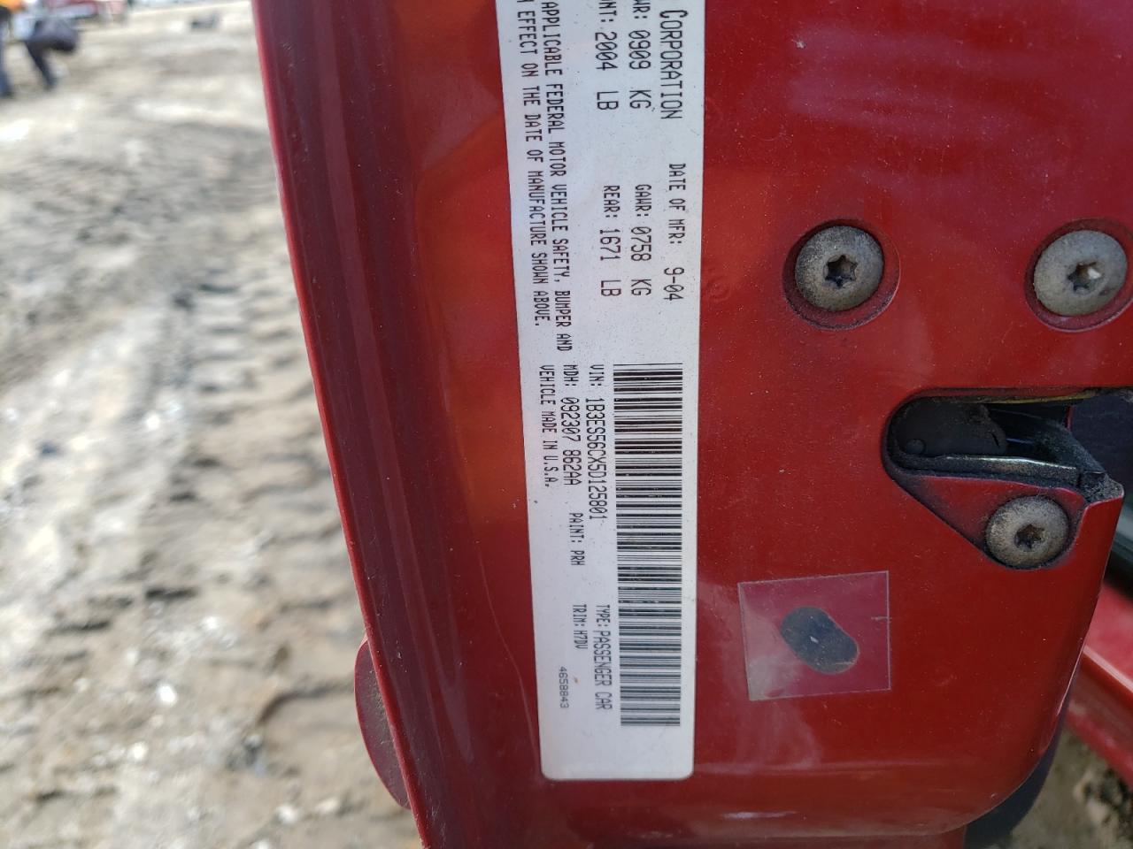 Photo 10 from auction – 2005 DODGE NEON SXT with VIN 1B3ES56CX5D125801