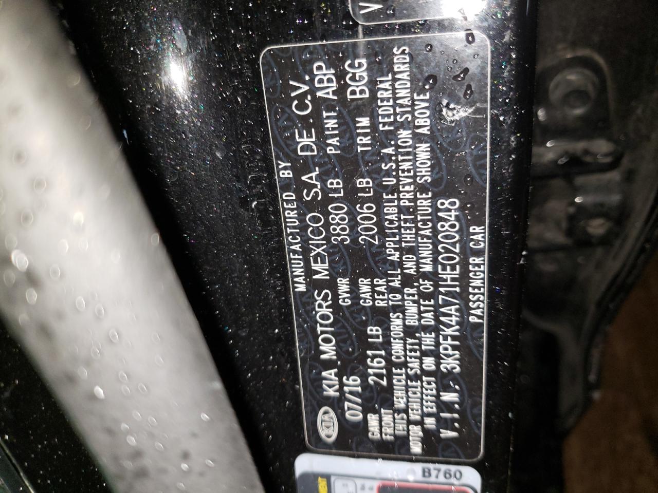 Photo 10 from auction – 2017 KIA FORTE LX with VIN 3KPFK4A71HE020848