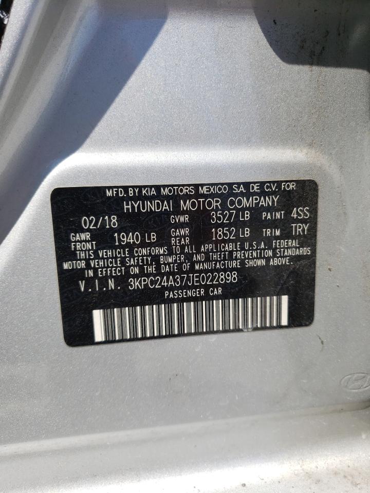 Photo 10 from auction – 2018 HYUNDAI ACCENT SE with VIN 3KPC24A37JE022898