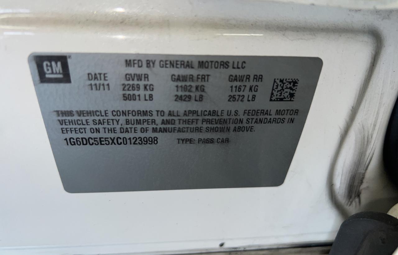 Photo 10 from auction – 2012 CADILLAC CTS with VIN 1G6DC5E5XC0123998