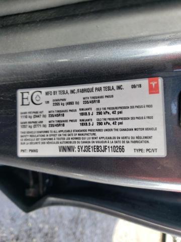 TESLA MODEL 3 2018 with VIN 5YJ3E1EB3JF110266 - Photo from auction