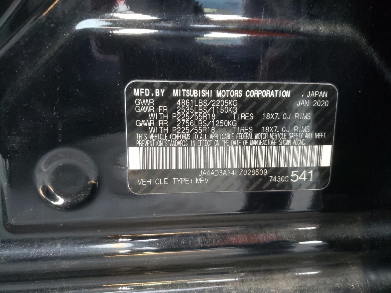 Photo 10 from auction – 2020 MITSUBISHI OUTLANDER with VIN JA4AD3A34LZ028509