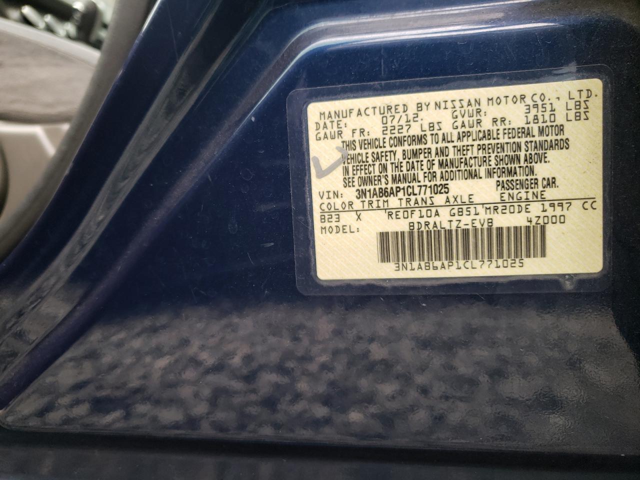 Zdjęcie 10 z aukcji – 2012 NISSAN SENTRA 2.0 z VIN 3N1AB6AP1CL771025