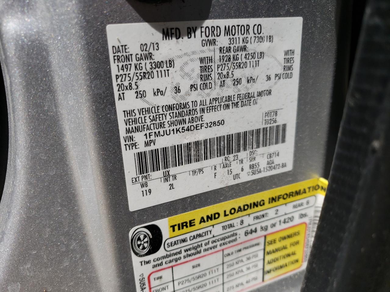 Photo 10 from auction – 2013 FORD EXPEDITION with VIN 1FMJU1K54DEF32850