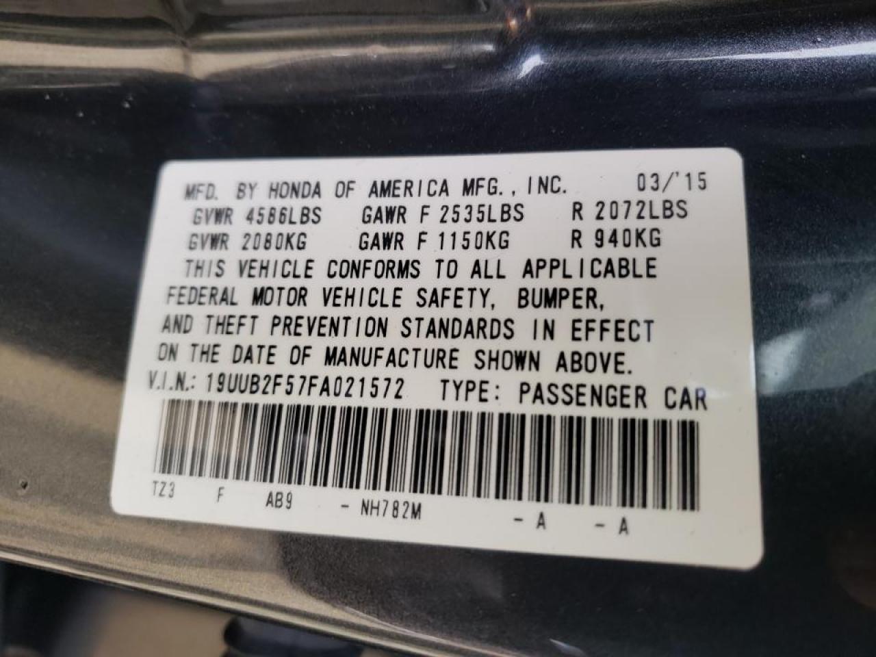 Photo 10 from auction – 2015 ACURA TLX TECH with VIN 19UUB2F57FA021572