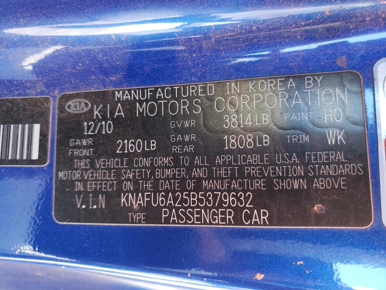 Foto 10 de la subasta – 2011 KIA FORTE EX con VIN KNAFU6A25B5379632