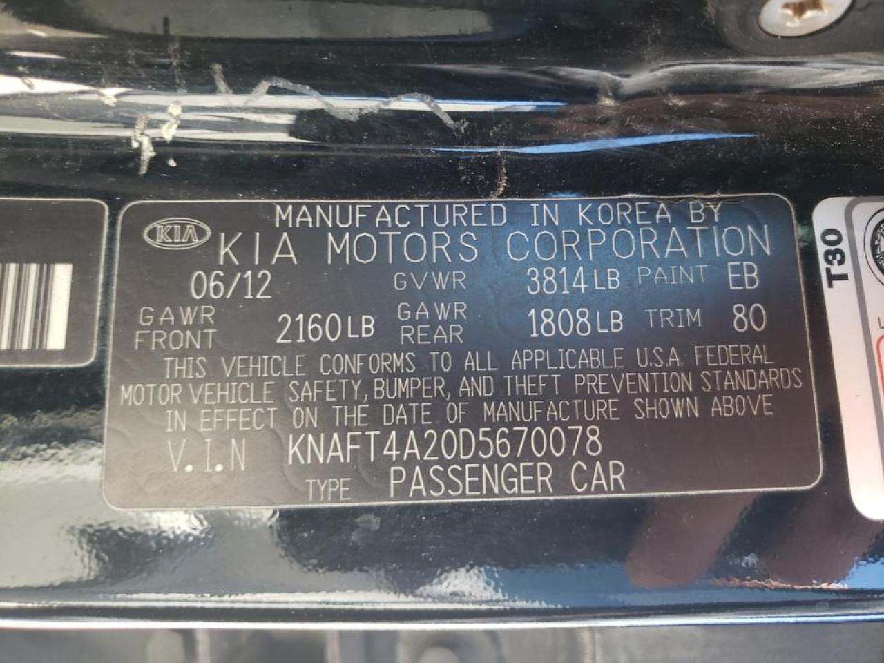 Photo 10 from auction – 2013 KIA FORTE LX with VIN KNAFT4A20D5670078