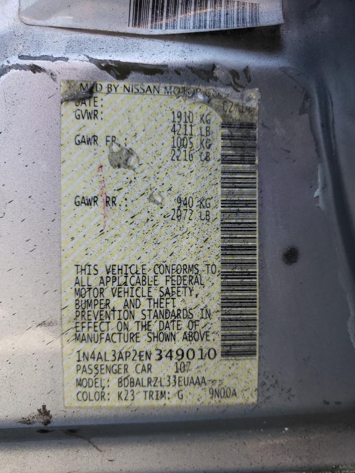 Photo 10 from auction – 2014 NISSAN ALTIMA 2.5 with VIN 1N4AL3AP2EN349010