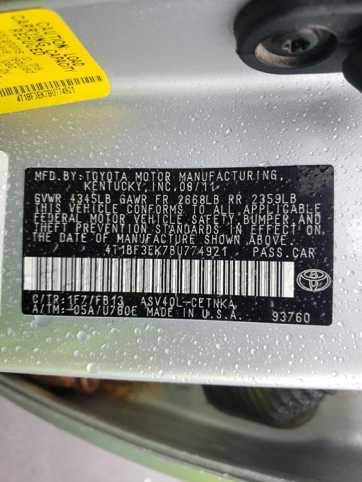 Photo 10 from auction – 2011 TOYOTA CAMRY BASE with VIN 4T1BF3EK7BU774921