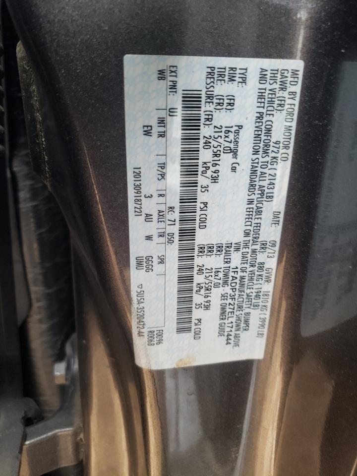 Photo 10 from auction – 2014 FORD FOCUS SE with VIN 1FADP3F27EL171444