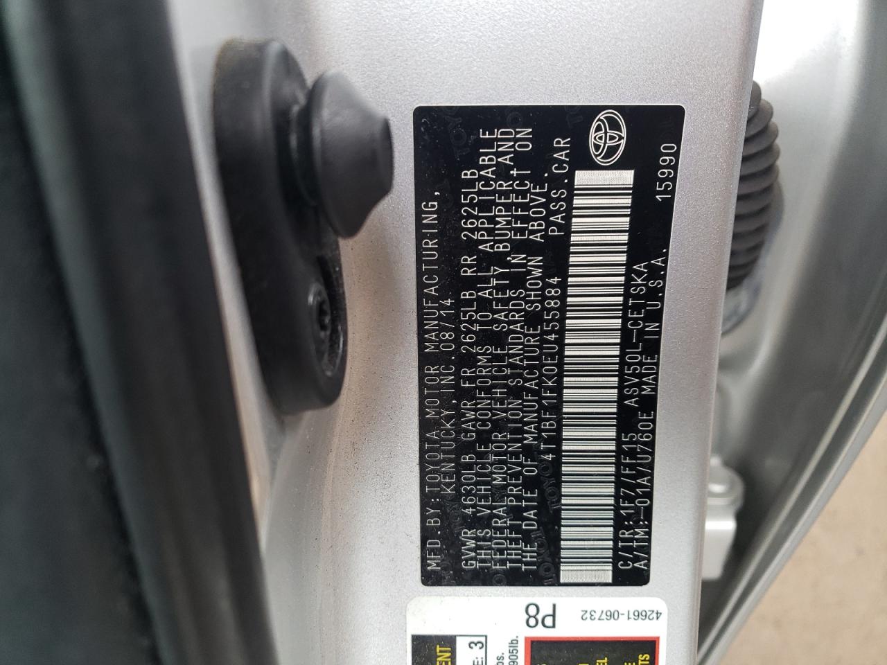Photo 10 from auction – 2014 TOYOTA CAMRY L with VIN 4T1BF1FK0EU455884
