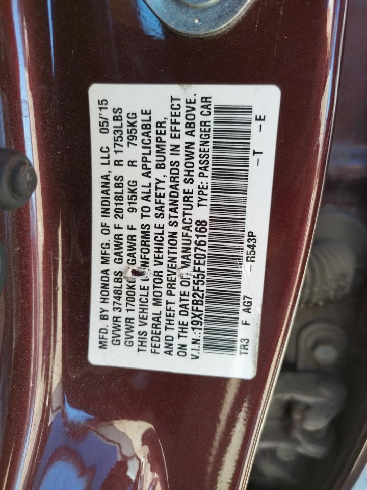 Photo 10 from auction – 2015 HONDA CIVIC LX with VIN 19XFB2F55FE076168