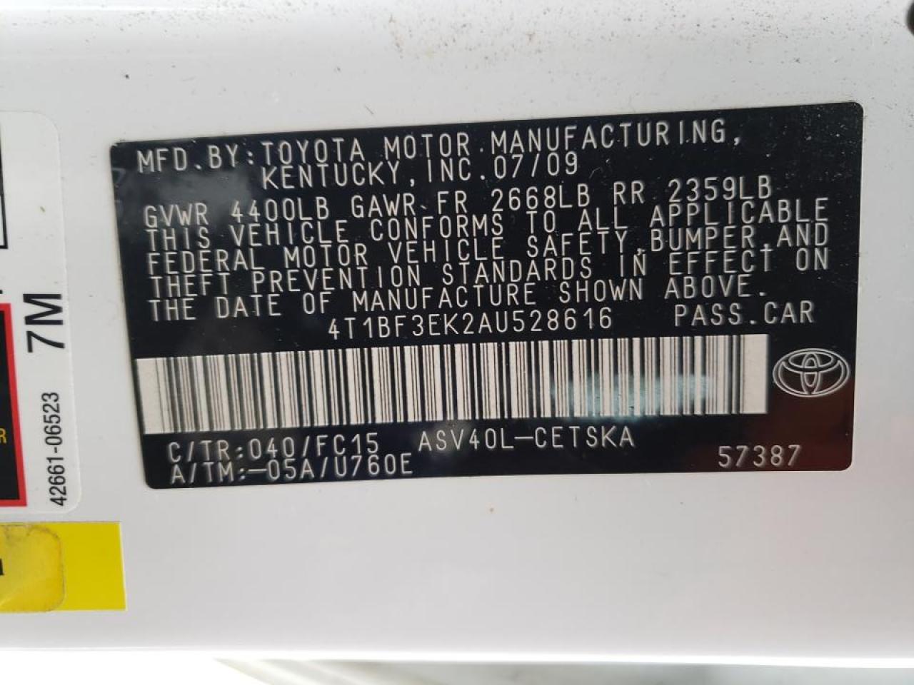 Photo 10 from auction – 2010 TOYOTA CAMRY BASE with VIN 4T1BF3EK2AU528616