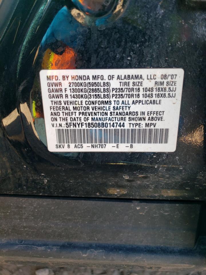 Photo 10 from auction – 2008 HONDA PILOT EXL with VIN 5FNYF18508B014744