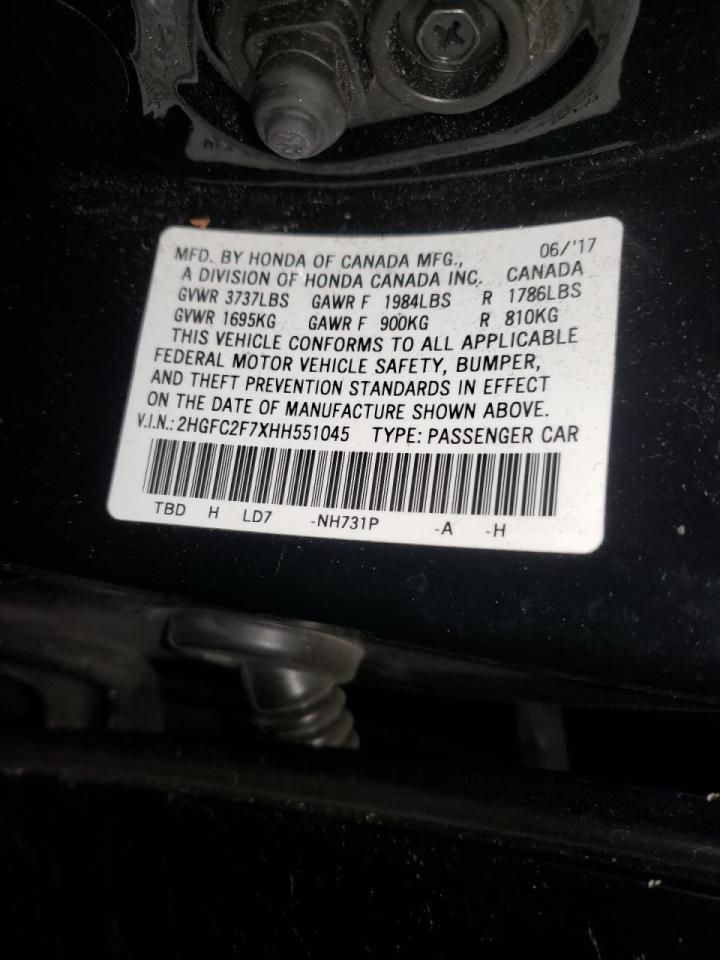 Photo 10 from auction – 2017 HONDA CIVIC EX with VIN 2HGFC2F7XHH551045