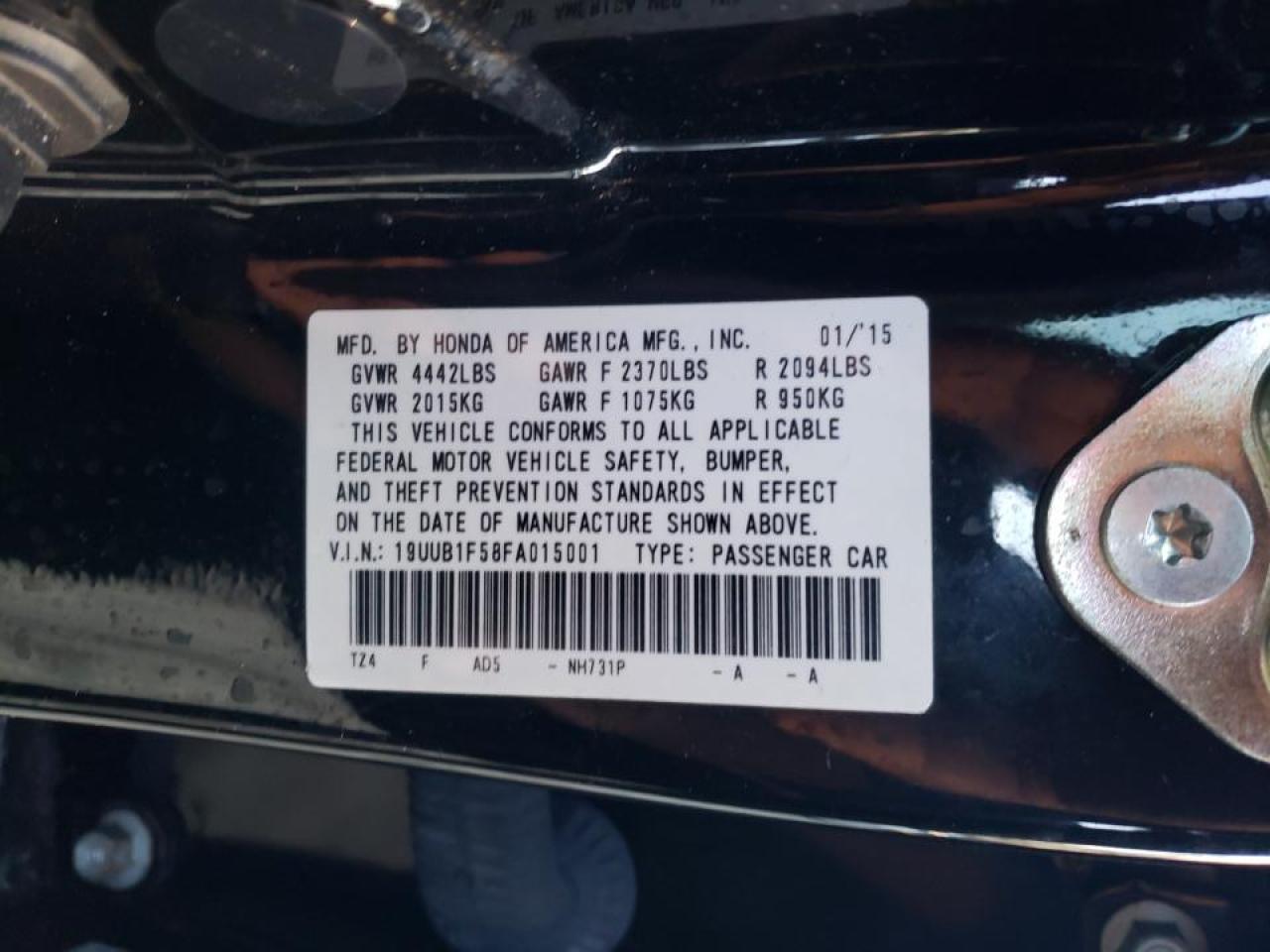 Photo 10 from auction – 2015 ACURA TLX TECH with VIN 19UUB1F58FA015001