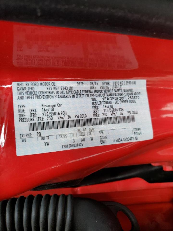 Photo 10 from auction – 2015 FORD FOCUS SE with VIN 1FADP3F28FL253670