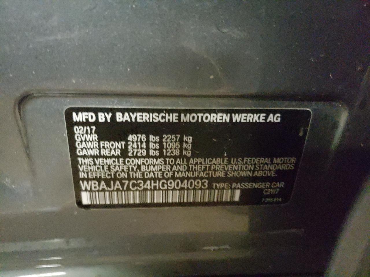 Photo 10 from auction – 2017 BMW 530 XI with VIN WBAJA7C34HG904093