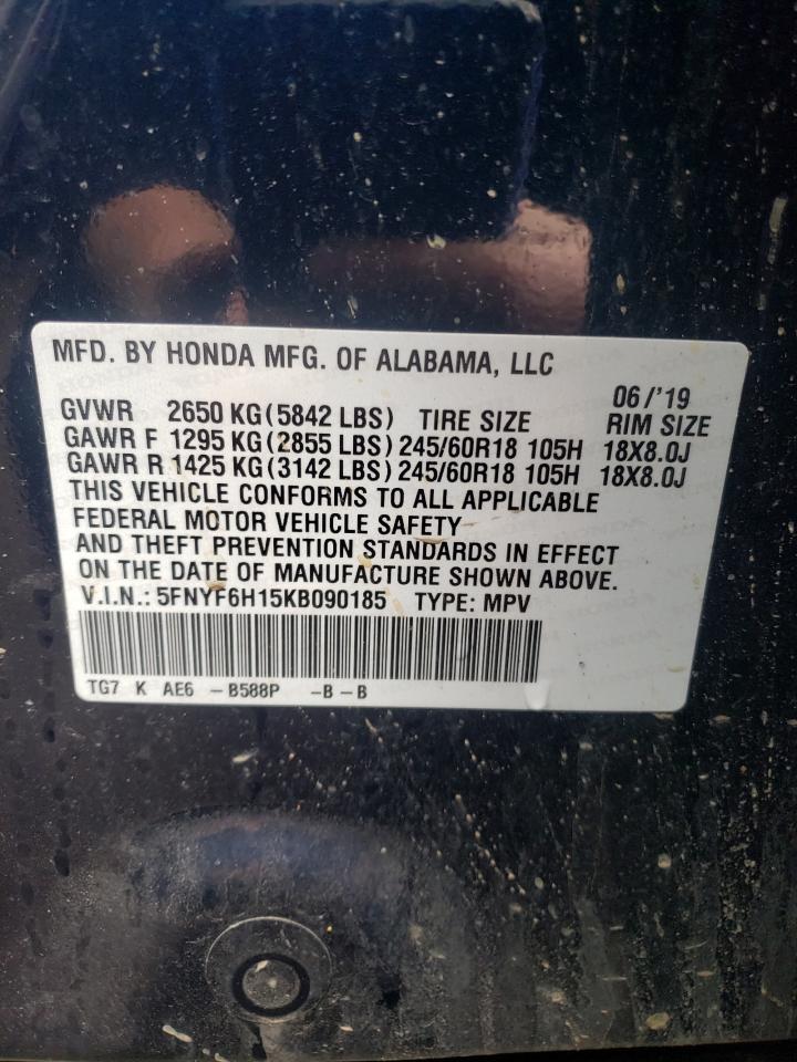 Photo 10 from auction – 2019 HONDA PILOT LX with VIN 5FNYF6H15KB090185
