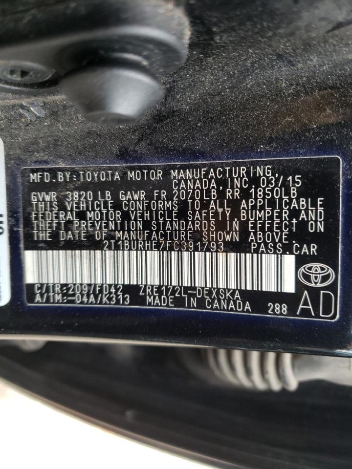 Photo 10 from auction – 2015 TOYOTA COROLLA L with VIN 2T1BURHE7FC391793